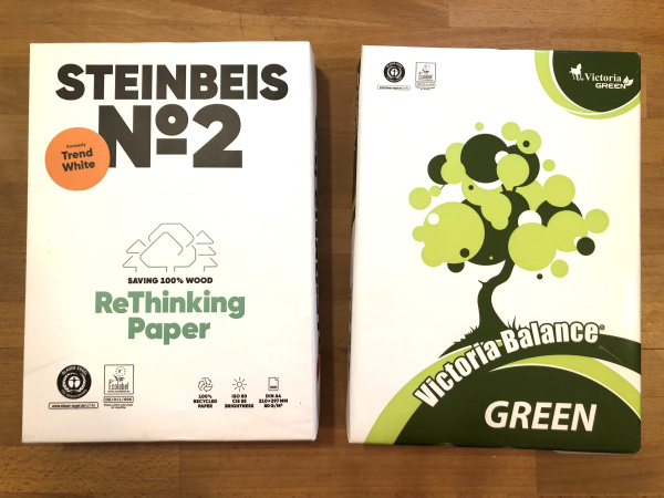 Eco-labelled papers used for printing at the GDI office