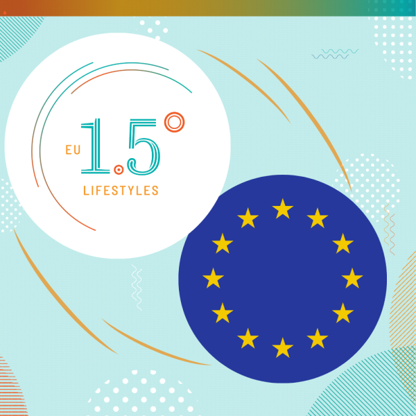 The EU 1.5° Lifestyles logo is pictured next to the EU flag